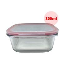 Pote de vidro 800 ml hermetico quadrado belakasa colorido