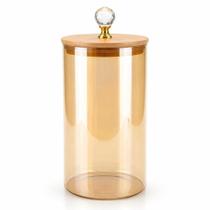 Pote de Vidro Âmbar 1,3L com Tampa de Bambu Hermético para Mantimentos e Organização da Cozinha Pote de Vidro Âmbar 1,3L com Tampa de Bambu Hermético para Mantimentos e Organização da Cozinha