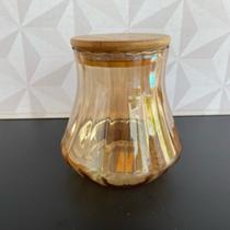 Pote de vidro ambar dourado com tampa hermética de bambu 550ml de cozinha Pote de vidro ambar dourado com tampa hermética de bambu 550ml de cozinha