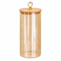 Pote de Vidro Âmbar Liso 1,3L com Tampa de Bambu Hermético Porta Mantimentos para Cozinha Pote de Vidro Âmbar Liso 1,3L com Tampa de Bambu Hermético Porta Mantimentos para Cozinha