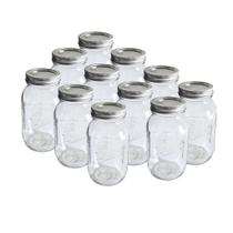 Pote de vidro Ball 32 oz boca regular, kit com 11 unidades, tampas herméticas Pote de vidro Ball 32 oz boca regular, kit com 11 unidades, tampas herméticas