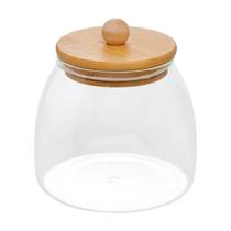 Pote de Vidro Bolinha 750ml com Tampa de Bambu Hermético Porta Mantimentos para Armazenamento Pote de Vidro Bolinha 750ml com Tampa de Bambu Hermético Porta Mantimentos para Armazenamento
