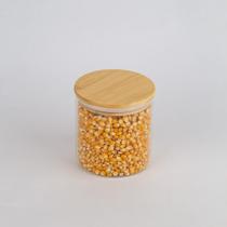 Pote de vidro borosilicato e bambu para condimentos capacidade 750ml
