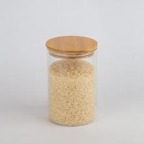 Pote de vidro borosilicatoe bambu para condimentos capacidade 1100ml Pote de vidro borosilicatoe bambu para condimentos capacidade 1100ml