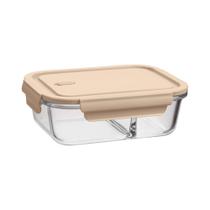 Pote de Vidro Borossilicato com Divisória Capuccino 1L UZ Utilidades - UZ7047-CAP Pote de Vidro Borossilicato com Divisória Capuccino 1L UZ Utilidades - UZ7047-CAP