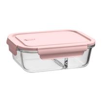 Pote de vidro borossilicato com divisoria rosa uz7047-ros