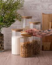 Pote de Vidro Borossilicato com Tampa de Bambu 1,3L - Wolff