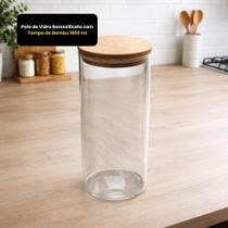 Pote de Vidro Borossilicato com Tampa de Bambu 1800 ml para Guardar Alimentos Biscoitos Massas Farinhas THIKA Transparente Pote de Vidro Borossilicato com Tampa de Bambu 1800 ml para Guardar Alimentos Biscoitos Massas Farinhas THIKA Transparente