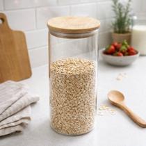 Pote de Vidro Borossilicato com Tampa de Bambu 1800 ml