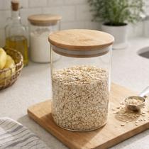 Pote de Vidro Borossilicato com Tampa de Bambu 950 ml