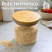 Pote de Vidro Borossilicato com Tampa de Bambu e Fechamento Hermético com Vedação em Silicone Pote de Vidro Borossilicato com Tampa de Bambu e Fechamento Hermético com Vedação em Silicone
