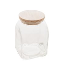 Pote de Vidro Borossilicato com Tampa de Madeira 1L