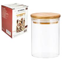 Pote de vidro borossilicato com tampa hermética de bambu 200ml para condimento tempero