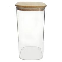 Pote De Vidro Borossilicato Quadrado Tampa De Bambu 1500 ml - Mimo Style Pote De Vidro Borossilicato Quadrado Tampa De Bambu 1500 ml - Mimo Style