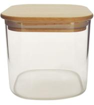 Pote De Vidro Borossilicato Quadrado Tampa De Bambu 650 ml - Mimo Style