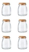 Pote De Vidro Borossilicato Tampa Rolha Cortiça C/6 Frasco