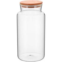 Pote de Vidro Borossilicato Transparente c/Tampa Bambu 2,8L