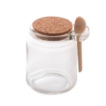 POTE DE VIDRO C/ COLHER BAMBU E TAMPA ROLHA 240ml - LYOR