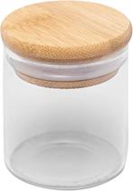 Pote de vidro c/tampa de bambu 60ml Pote de vidro c/tampa de bambu 60ml