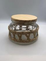 POTE DE VIDRO C/TAMPA EM MADEIRA SISAL 350ml-WOLFF