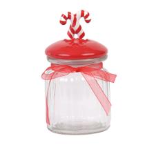 Pote de Vidro c/ Tampa Hermética Vermelha Candy Natal 300ml