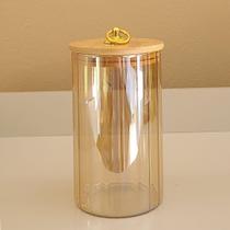 Pote de vidro Canelado Ambar argola 750ml pote hermético pote condimentos cozinha Pote de vidro Canelado Ambar argola 750ml pote hermético pote condimentos cozinha