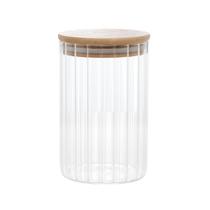 Pote de Vidro Canelado com Tampa Bambu Wolff 510 ml