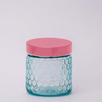 Pote de vidro colmeia com tampa rosca color 880ml viva vidros