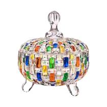 Pote De Vidro Colorido Estilo Europeu Para Doces, Decoração De Mesa, Caixa De Armazenamento De
