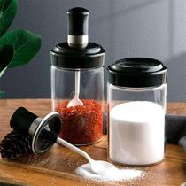 Pote de Vidro Com Colher Condimentos Temperos Sal Cozinha Pote de Vidro Com Colher Condimentos Temperos Sal Cozinha