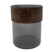 Pote de Vidro com Detalhe em Madeira - 6,5x8,5cm - 220ml - 1 unidade - Rizzo Pote de Vidro com Detalhe em Madeira - 6,5x8,5cm - 220ml - 1 unidade - Rizzo