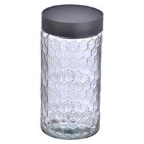 Pote de Vidro com Relevo Colmeia e Tampa Plástica 1,6 Litros Pote de Vidro com Relevo Colmeia e Tampa Plástica 1,6 Litros