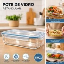 Pote de Vidro com Tampa 370ml Hermético Retangular Conserva Alimentos Marmita Microondas Freezer Pote de Vidro com Tampa 370ml Hermético Retangular Conserva Alimentos Marmita Microondas Freezer