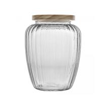 Pote de vidro com tampa da madeira pinus 2,4l wolf