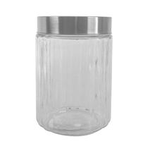 Pote de Vidro Com tampa de Aço inox com visor Acrílico 1,2L