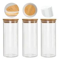 Pote de vidro com tampa de bambu 1l Pote de vidro com tampa de bambu 1l