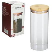 Pote de vidro com tampa de bambu 380ml para condimentos individual mantimentos