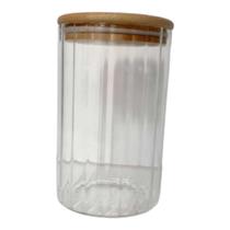 Pote de Vidro com Tampa de Bambu 700ml Borossilicato Canelado Wolff