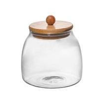 Pote de Vidro com Tampa de Bambu 800 ml