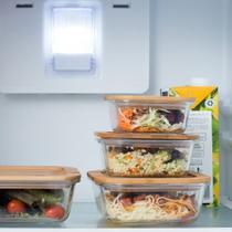 Pote de Vidro com Tampa de Bambu 800ml Green Garden