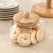 Pote de Vidro Com tampa de Bambu Hermético 450ml Porta Mantimentos