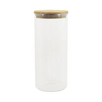 Pote de Vidro com Tampa de Bambu Oikos 1,6L Hermético Redondo