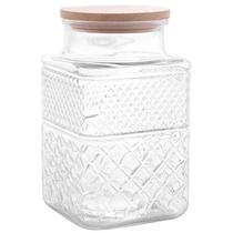 Pote de vidro com tampa de pinus Lyor 1,9 litros