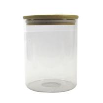 Pote de vidro com tampa em bambu e vedação de silicone 750ml