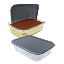 Pote De Vidro Com Tampa Hermética Marmita Retangular 1500ml Pote De Vidro Com Tampa Hermética Marmita Retangular 1500ml