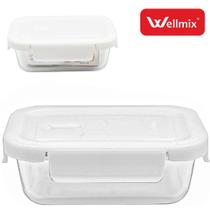 Pote de vidro com tampa hermética retangular para alimentos geladeira marmita 1 litro grande