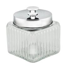 Pote de Vidro com Tampa Metal Prata 800 ml