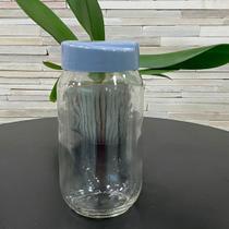 Pote De Vidro Com Tampa Plástica 10x10x19cm Porta Mantimento Conserva Os Alimentos - SATYAM