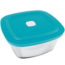 Pote de Vidro com Tampa Plástica Cores Sortidas 2L Marinex Facilita Tigela Quadrada