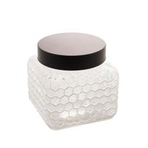 Pote de Vidro com Tampa Preta Colméia 13x13cm 1,3L